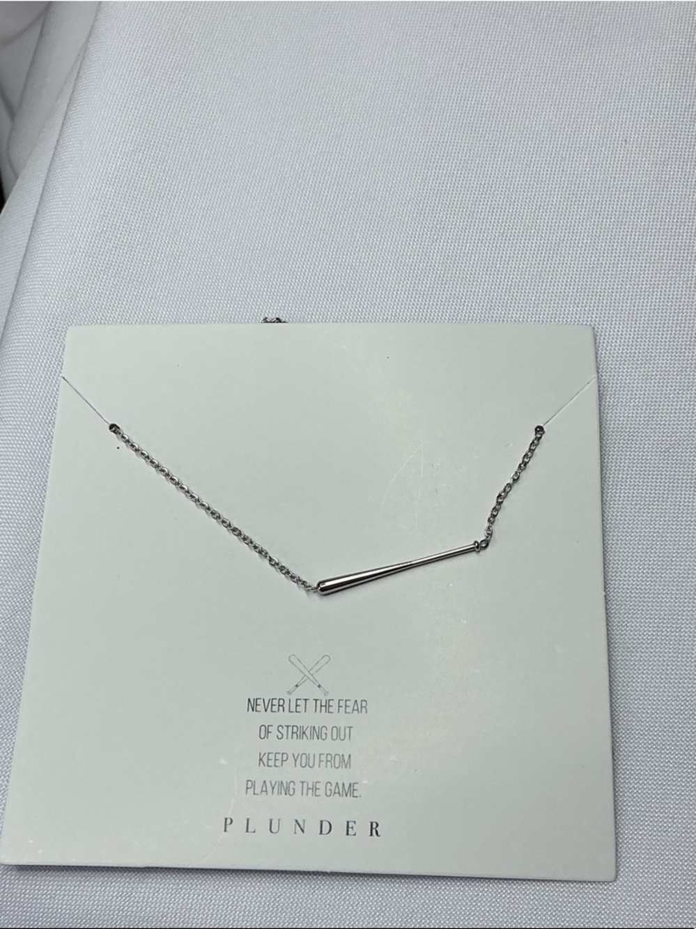 Plunder Silver Baseball Bat Pendant Necklace - Polished Silver Tone
